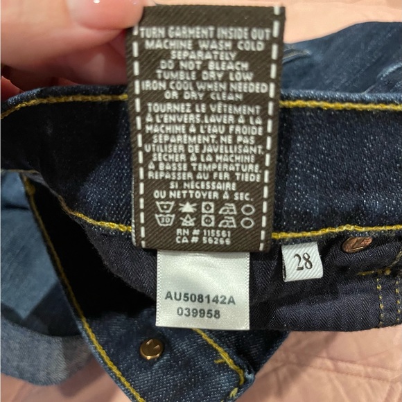 7 Seven For All Mankind dark denim roll up shorts with button fly, size 28. - Picture 4 of 4